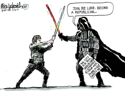 Darth Vader and Luke Skywalker fight.  Vader says, 