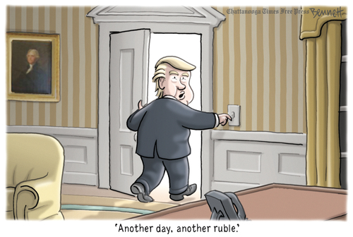 Donald Trump leaving the Oval Office saying, 
