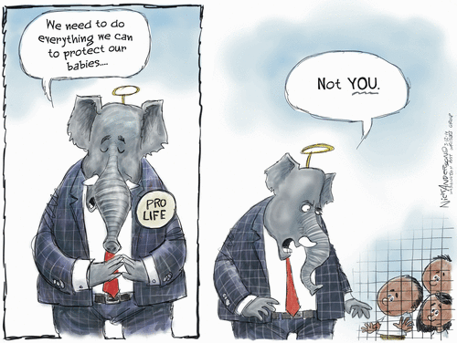 GOP Elephant wearing halo says, 