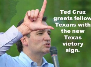 ted cruz victory sign