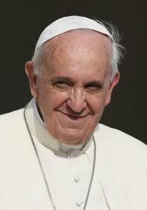 Pope smiles as he leaves general audience in St. Peter's Square at Vatican