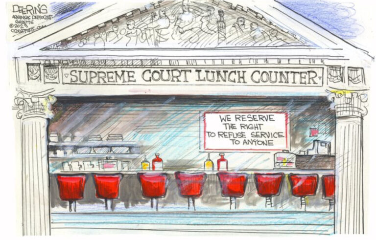 Supreme Court Lunch Counter.  Behind the counter hangs a sign reading 